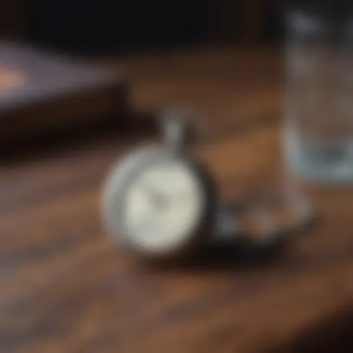 Vintage pocket watch on a wooden table