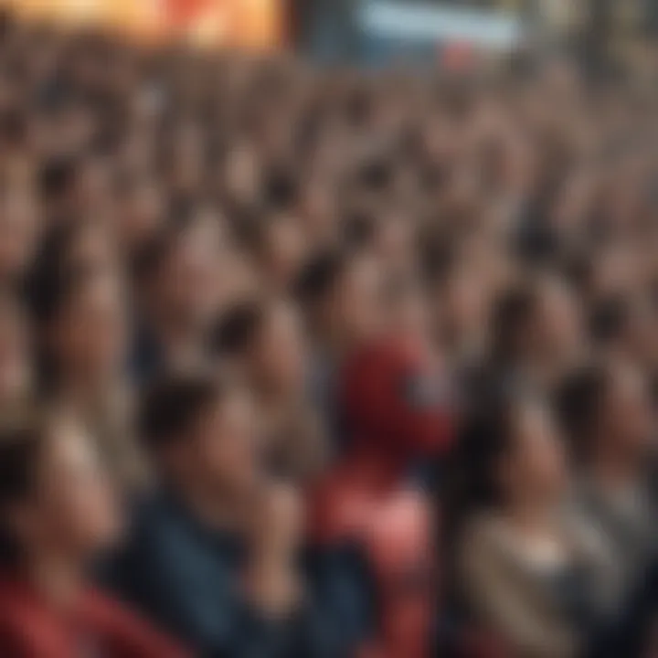 A packed cinema showcasing fans eagerly waiting for the Spider-Man premiere.