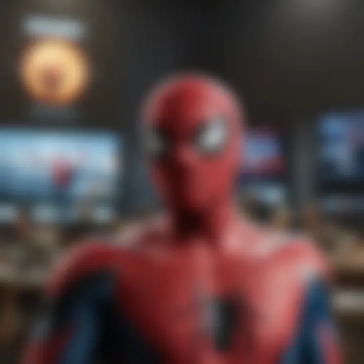 A digital screen displaying popular streaming platforms that feature the new Spider-Man movie.